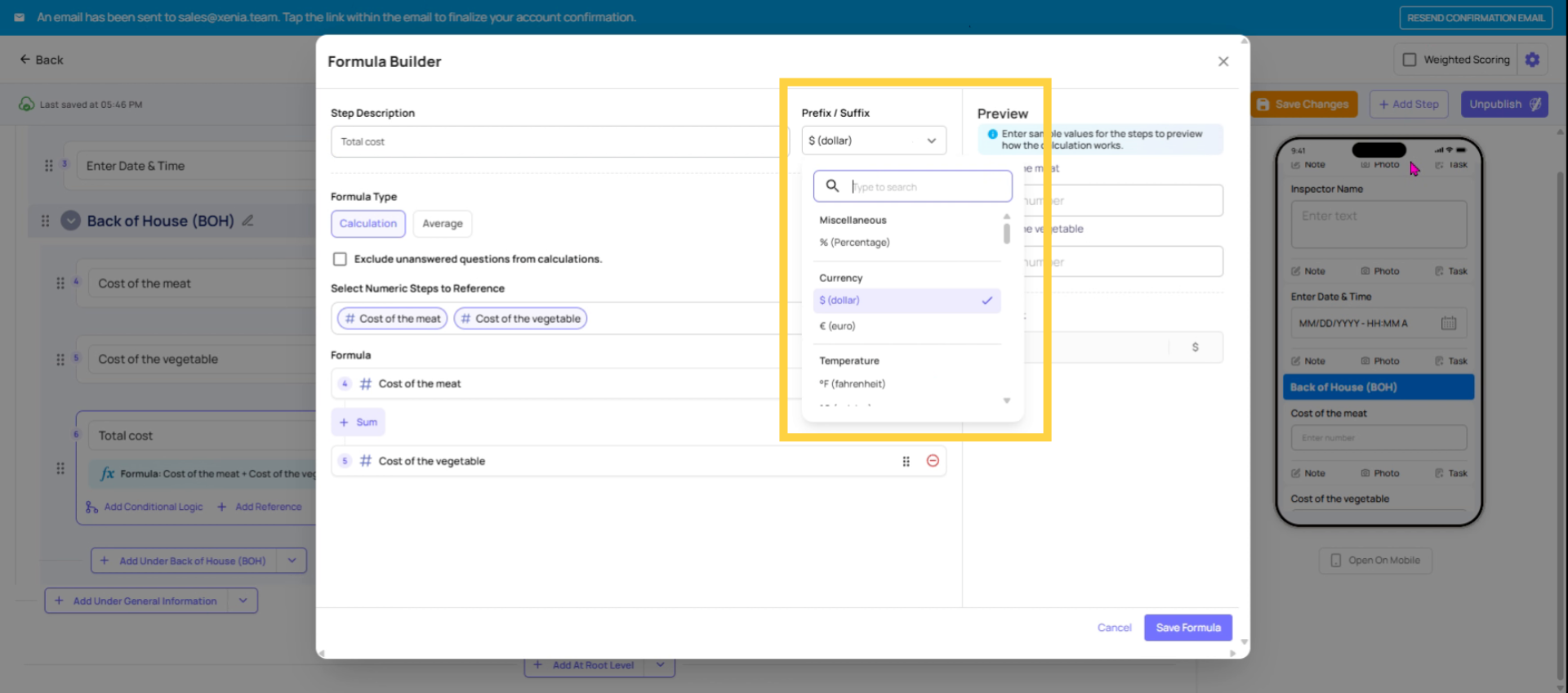 Configure Formula Builder