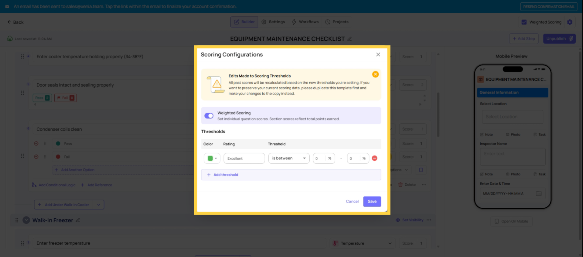 Set Thresholds And Duplicate Template