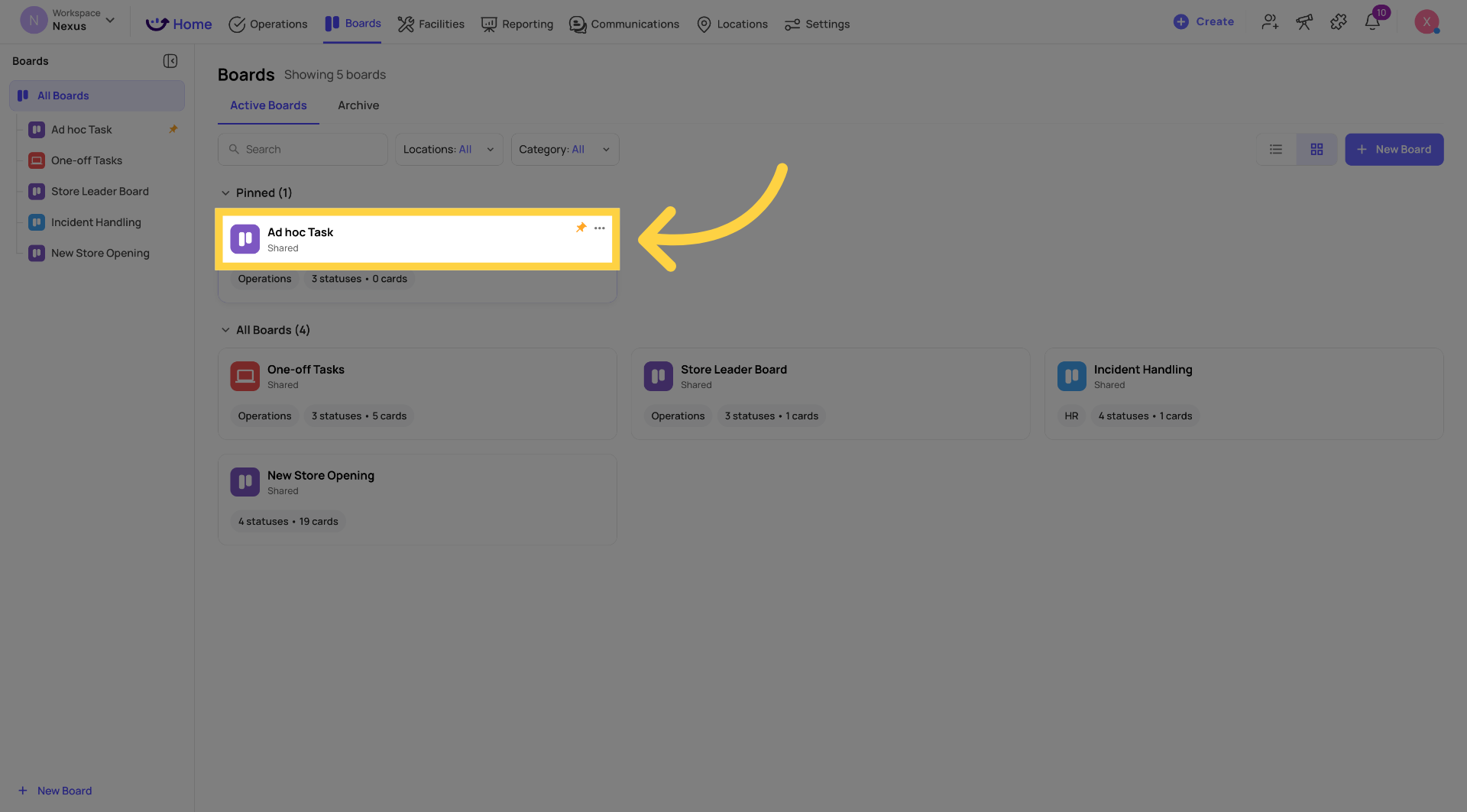 Select Ad Hoc Task Shared