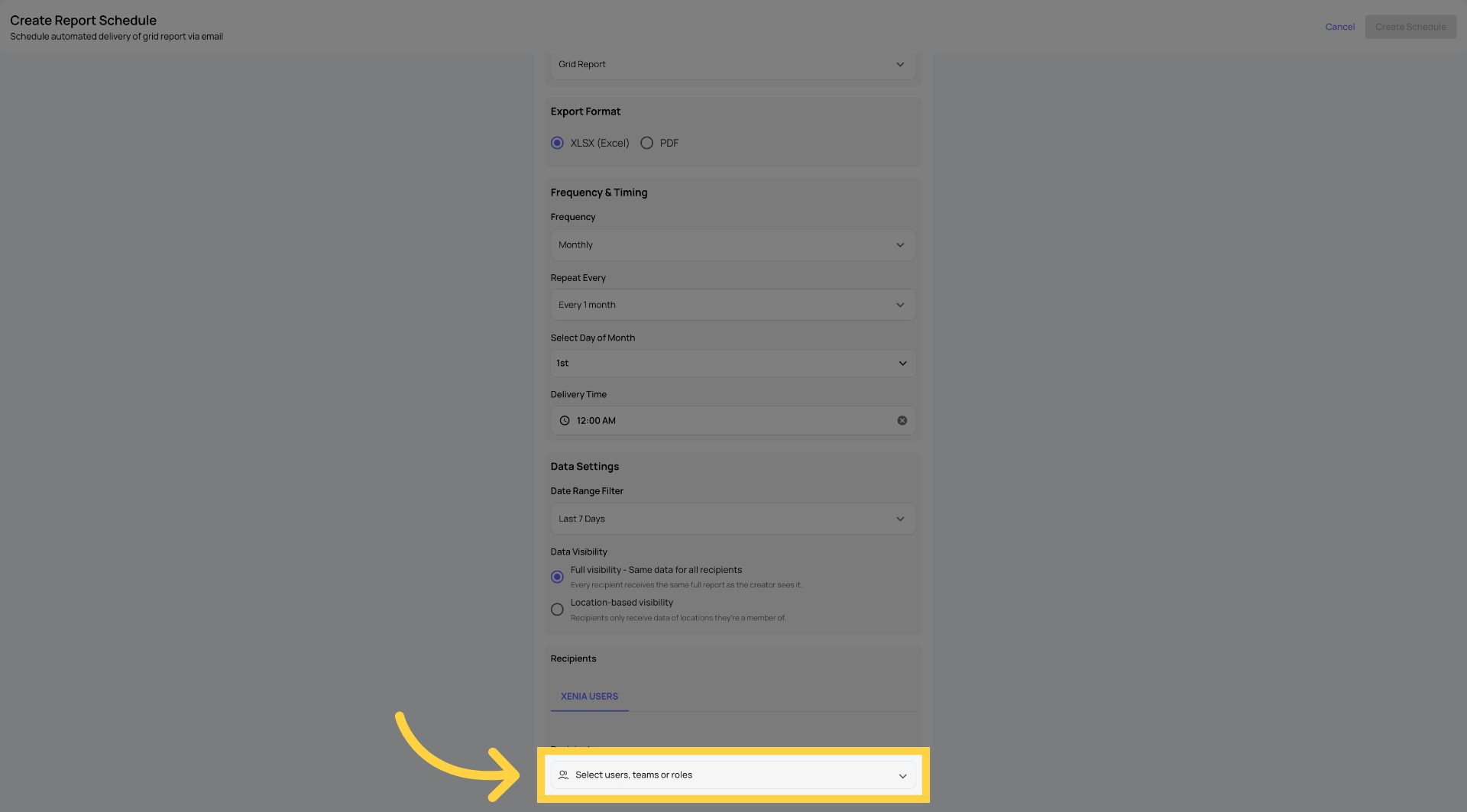 Open User Selection