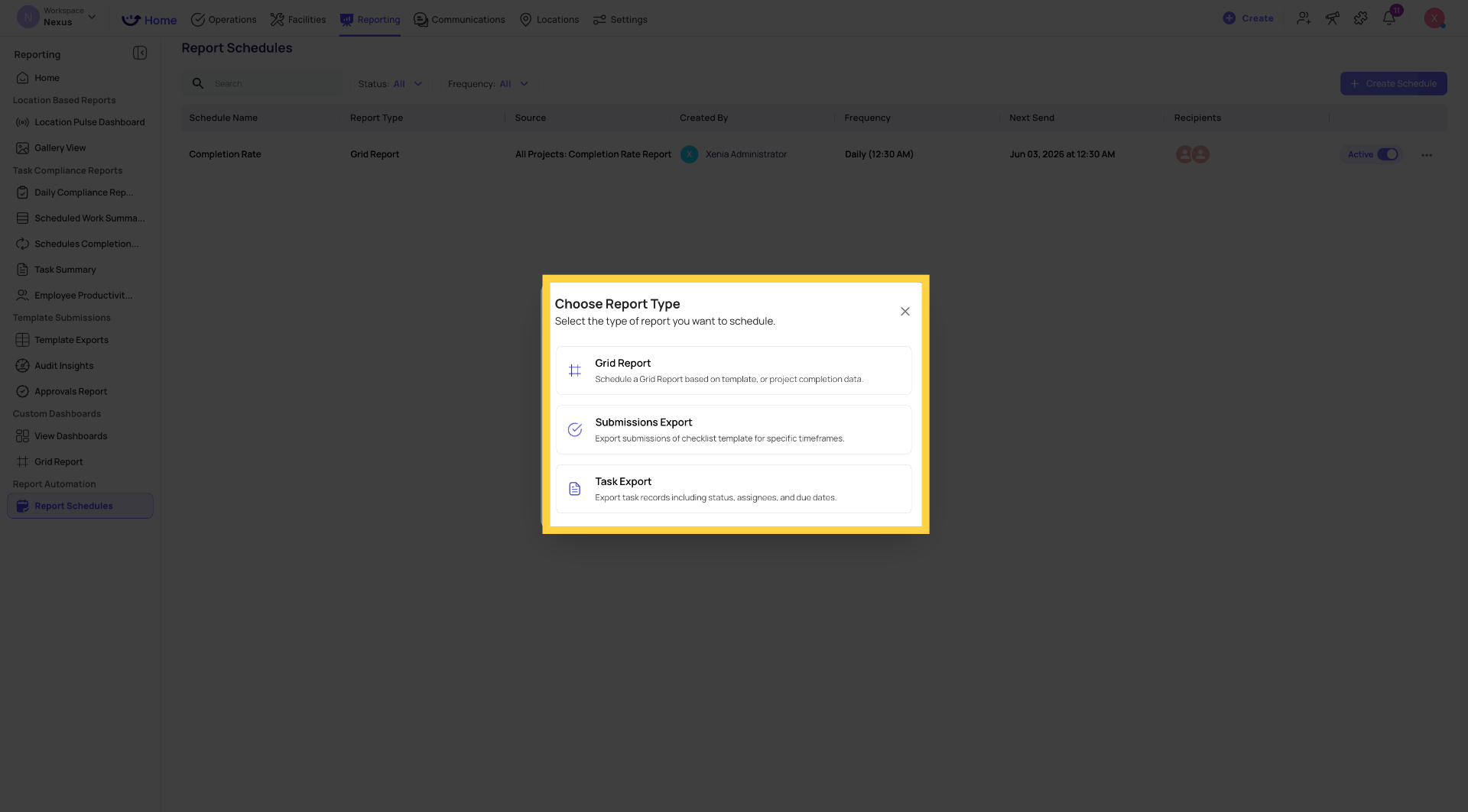 Choose Report Type