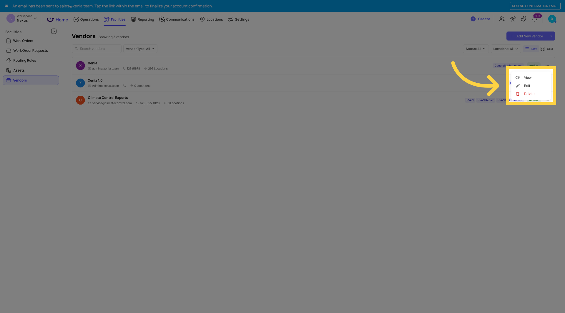 View, Edit, or Delete Vendor