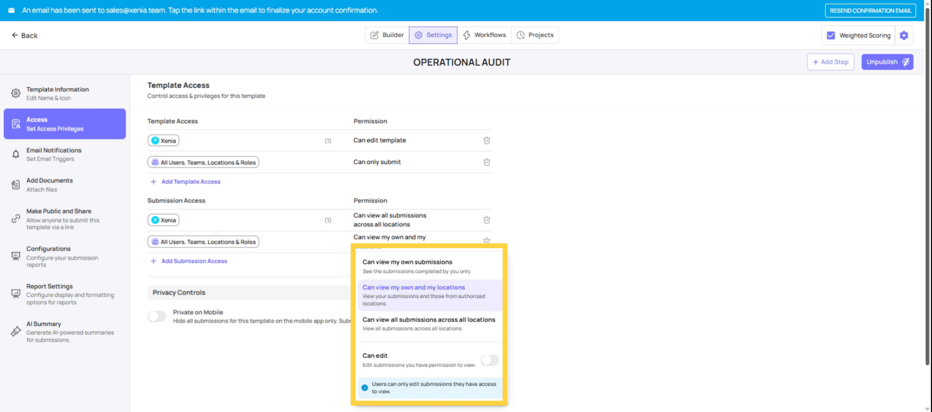 Assign HR Submit Access Templates