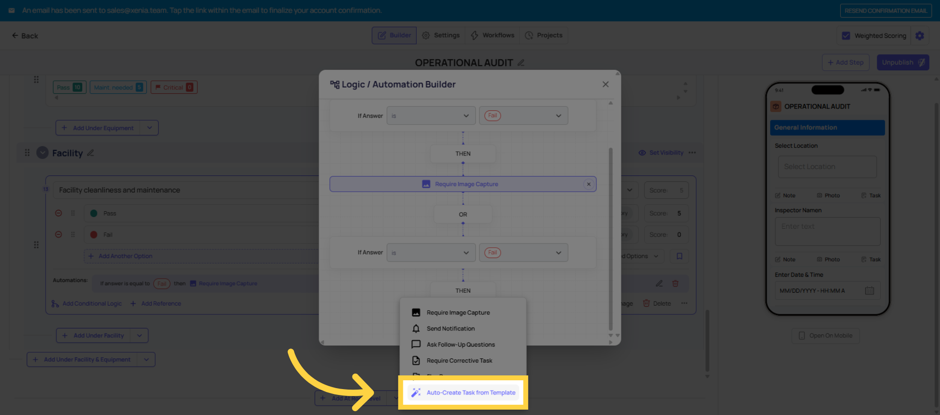 Click Auto-Create Task Option