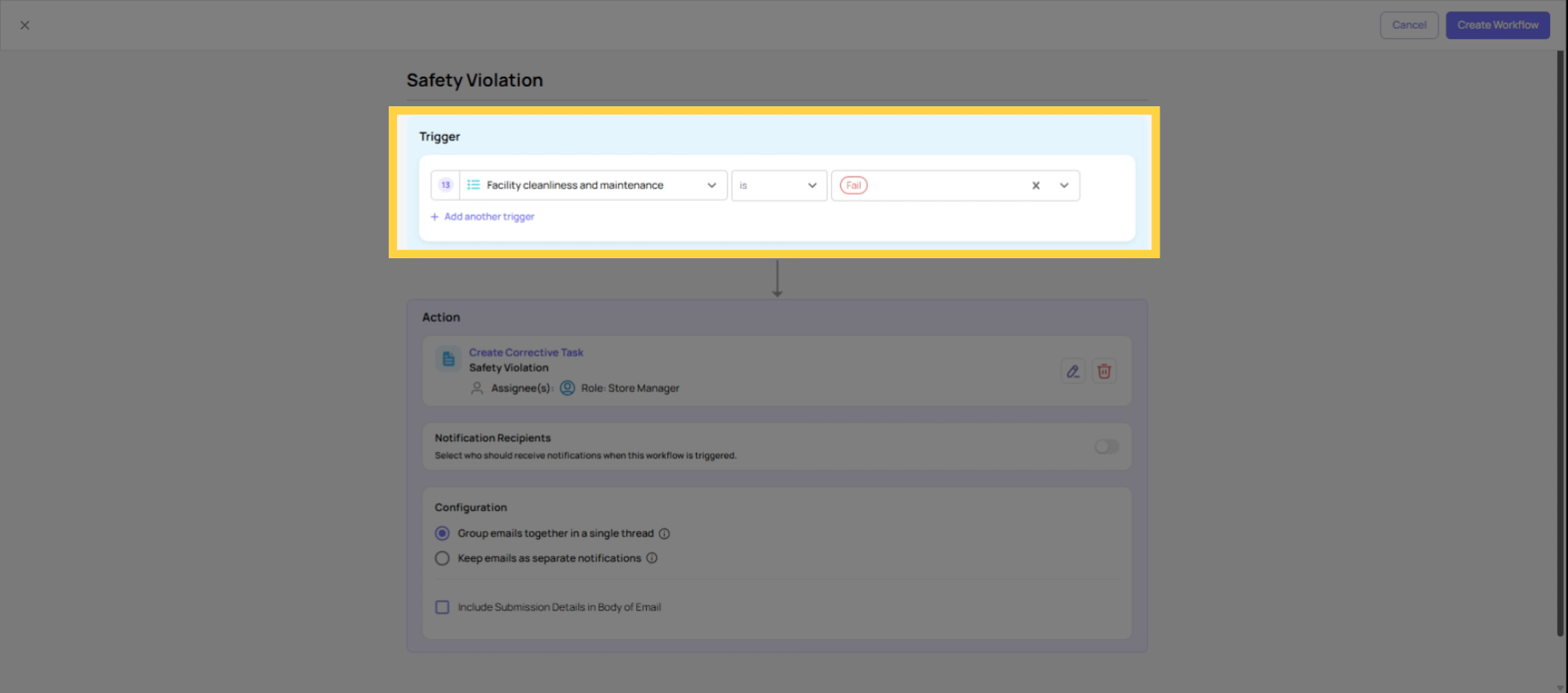 Select Workflow Triggers