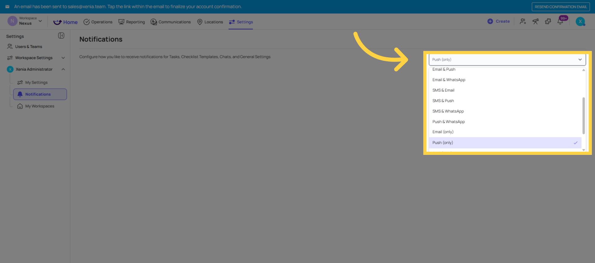 Confirm Push Notification Selection