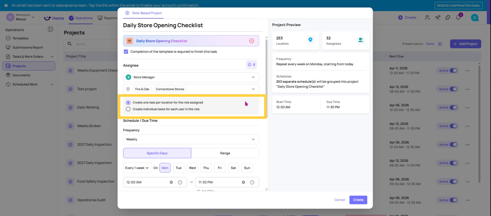 Explain Task Creation Options