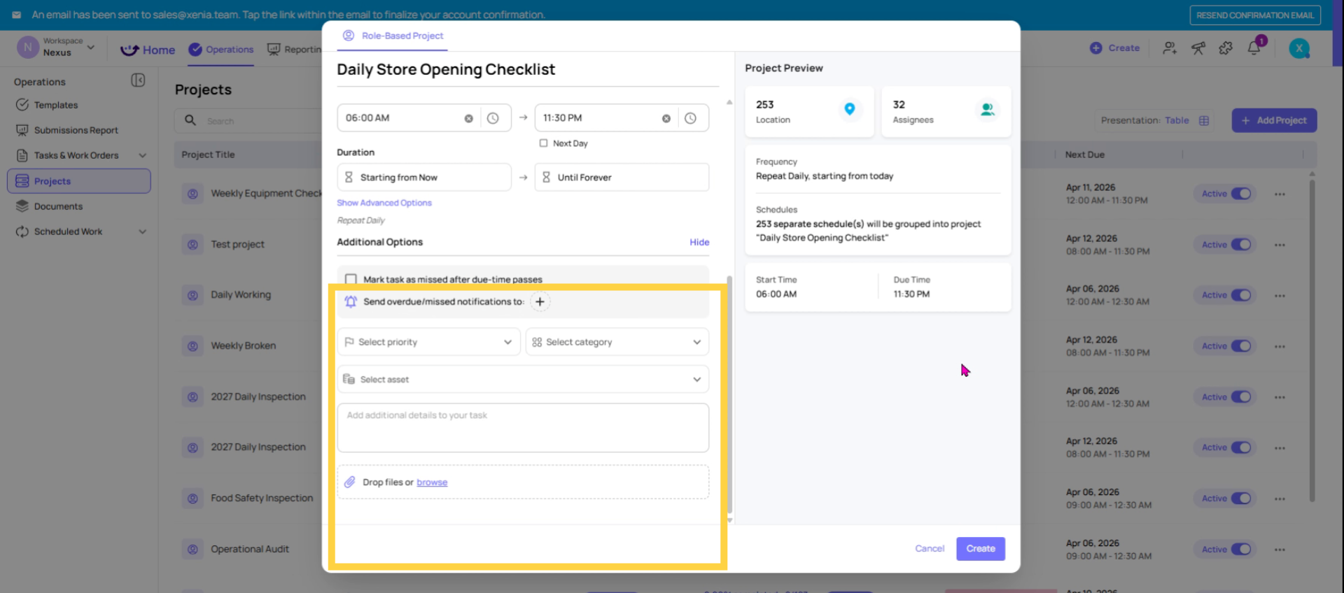 Set Missed Task Notification