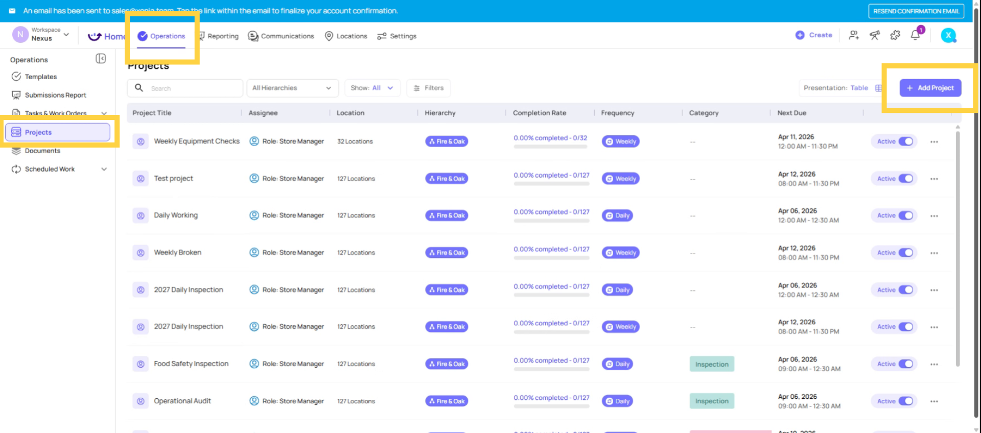 Access Projects Feature