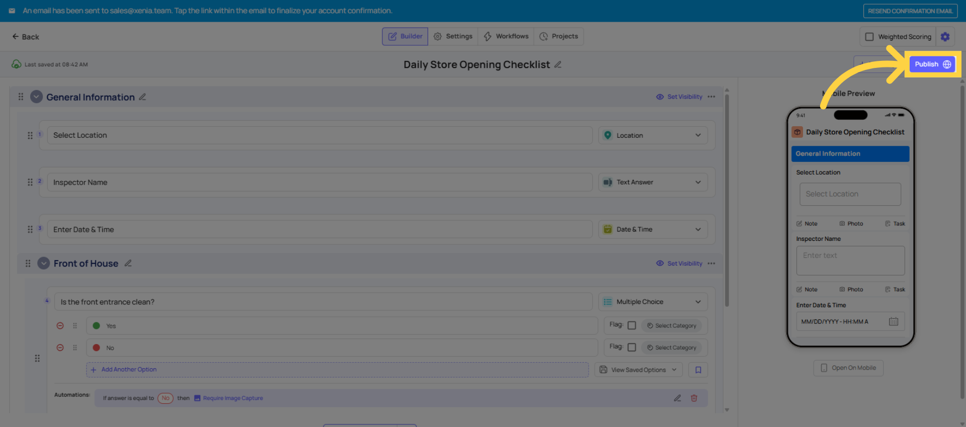Click Publish Button