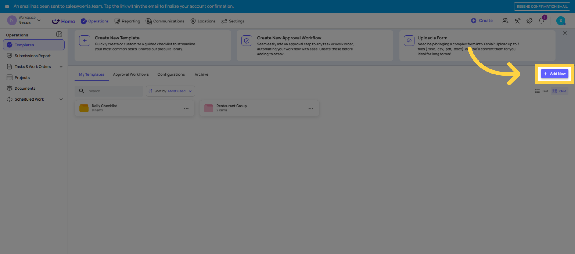 Click Add New Button