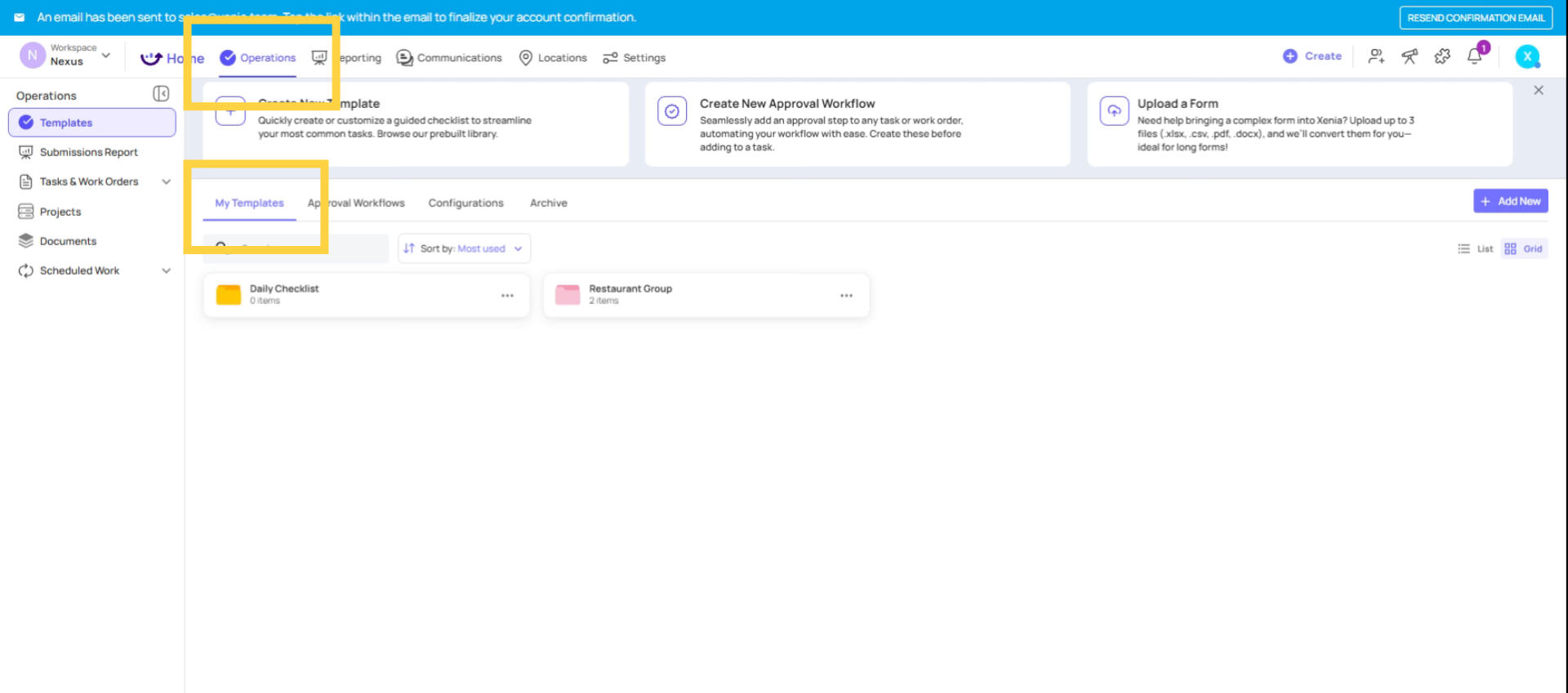 Navigate to Template Creation