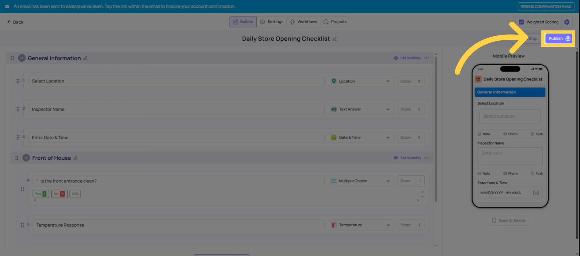 Publish Template Before Testing