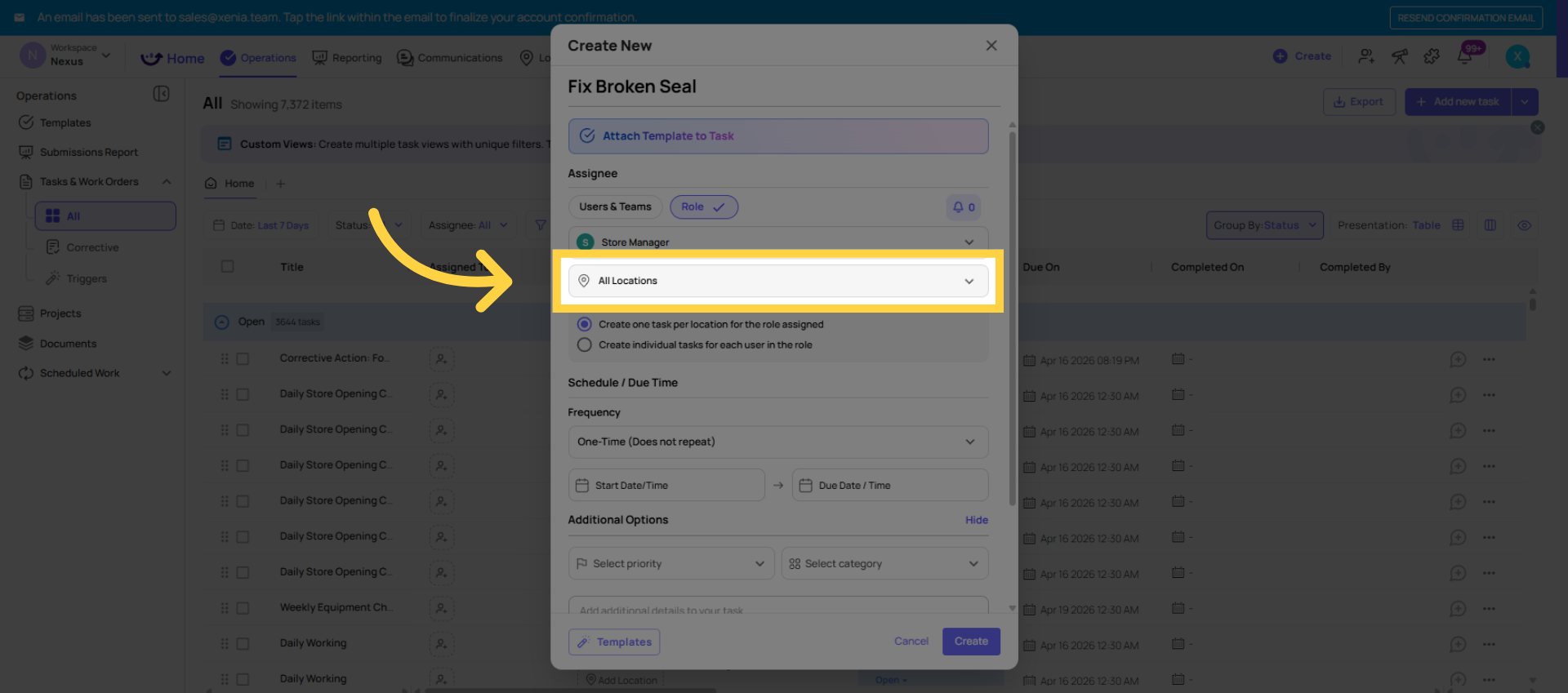 Open Location Selector