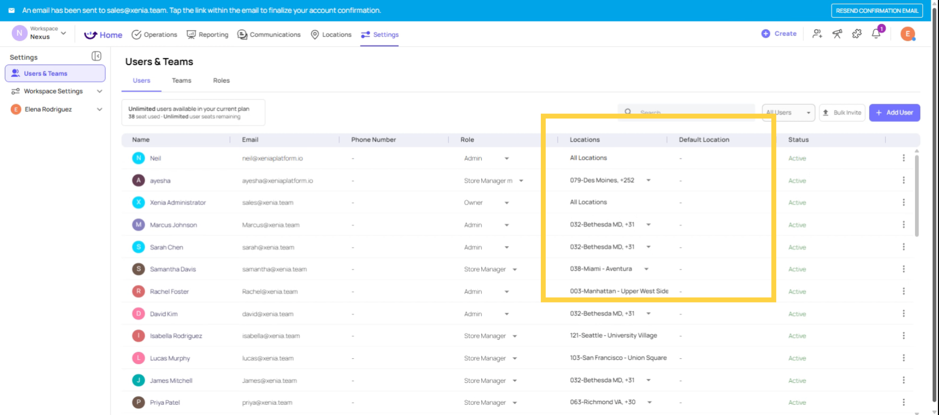 Assign Location for Existing User