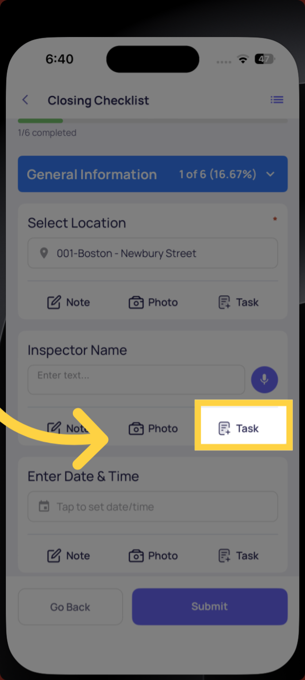 Access Photo Task Section