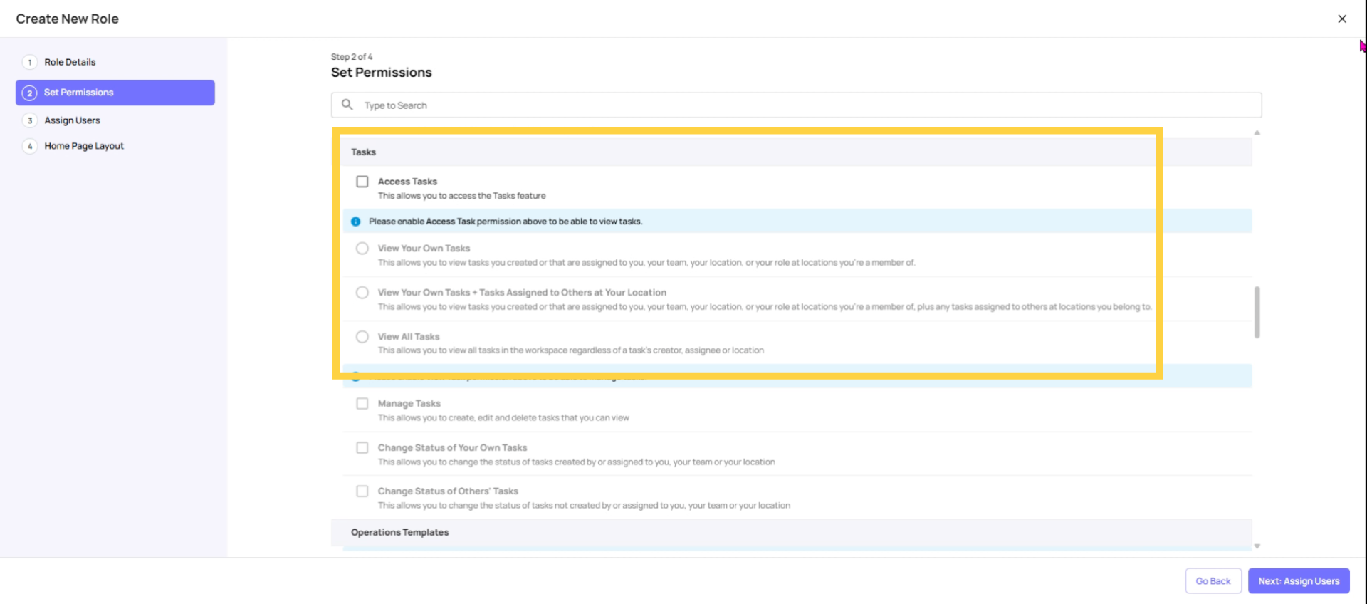Set Task Visibility Permissions