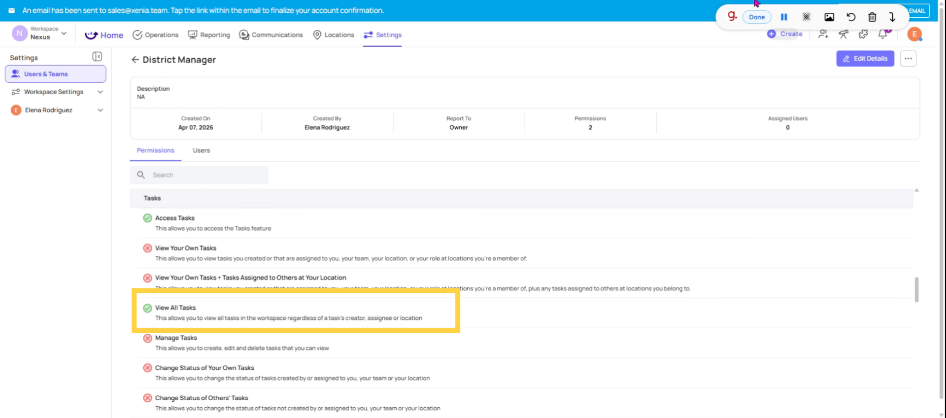 Address District Manager Permission Issues