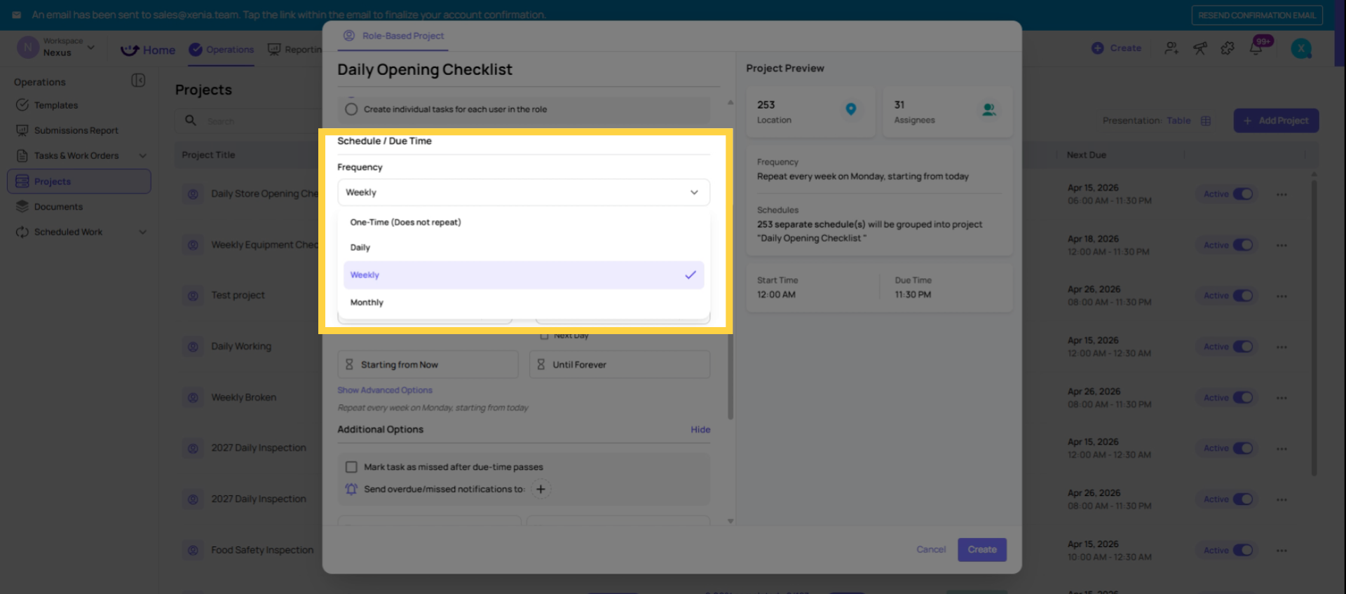 Set Task Frequency