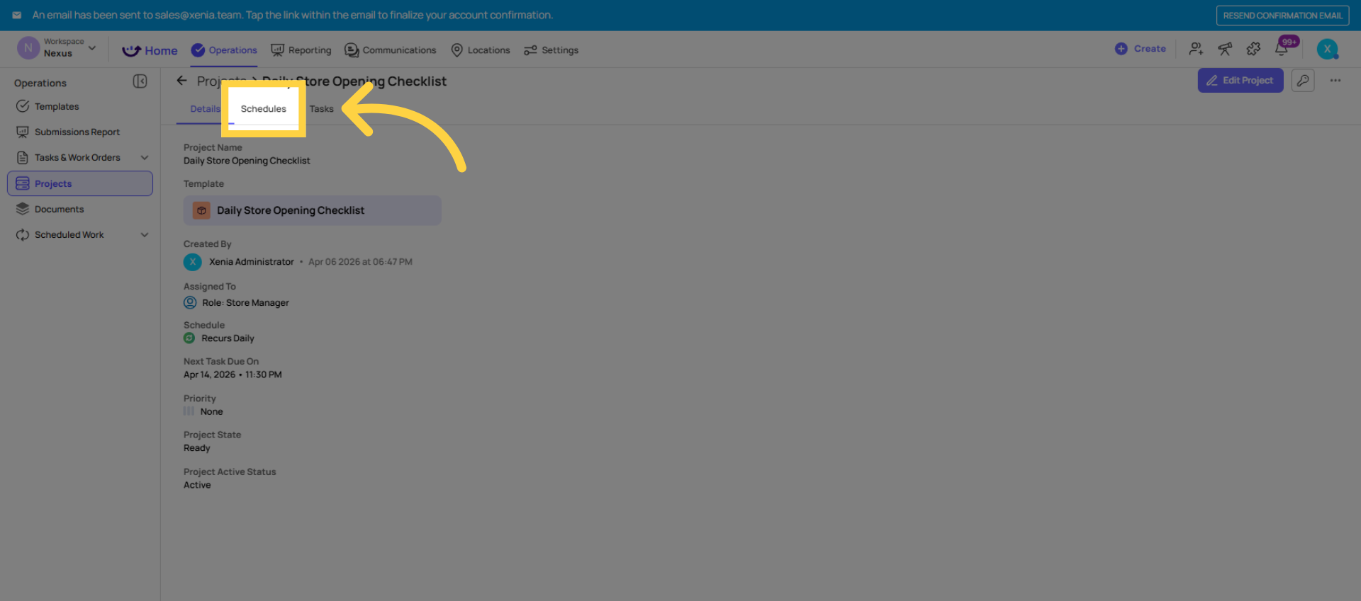 Access Schedules Tab