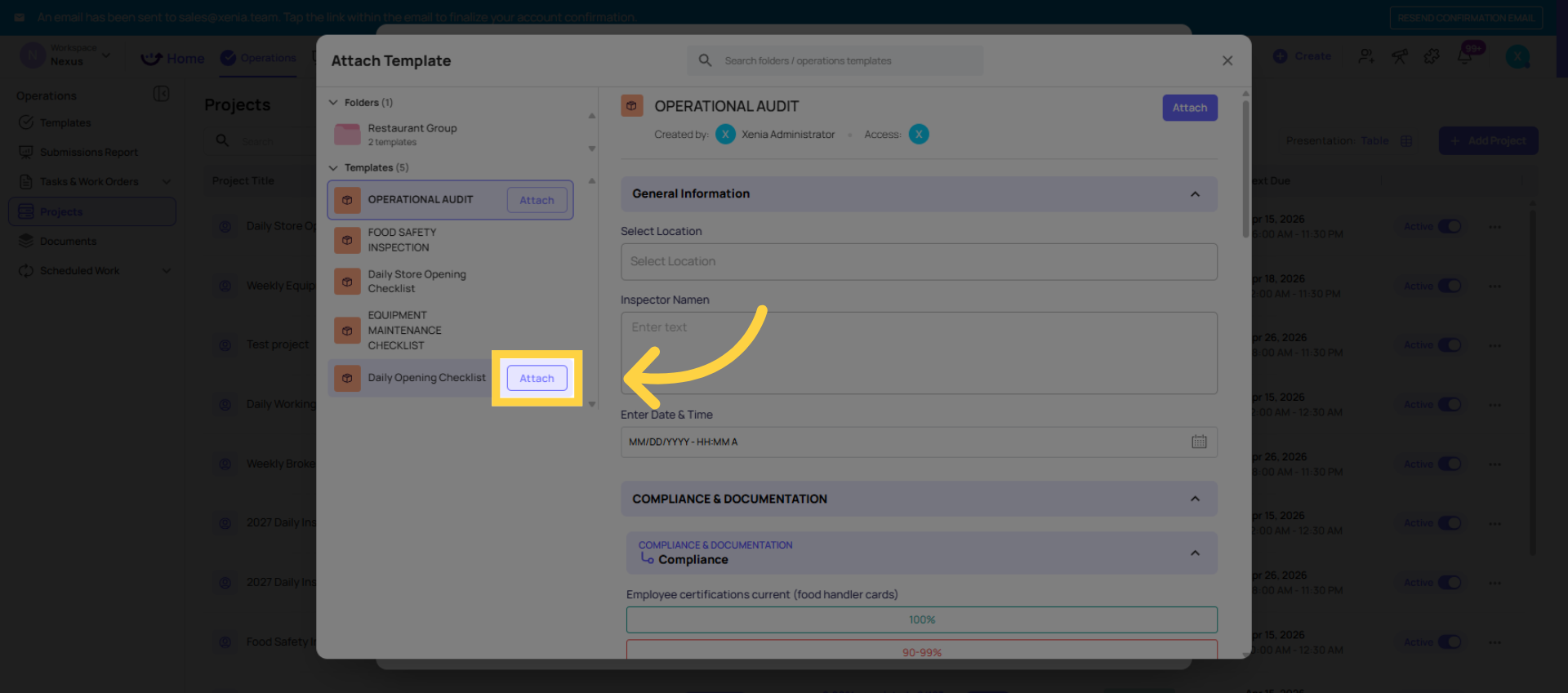 Attach Template to Task