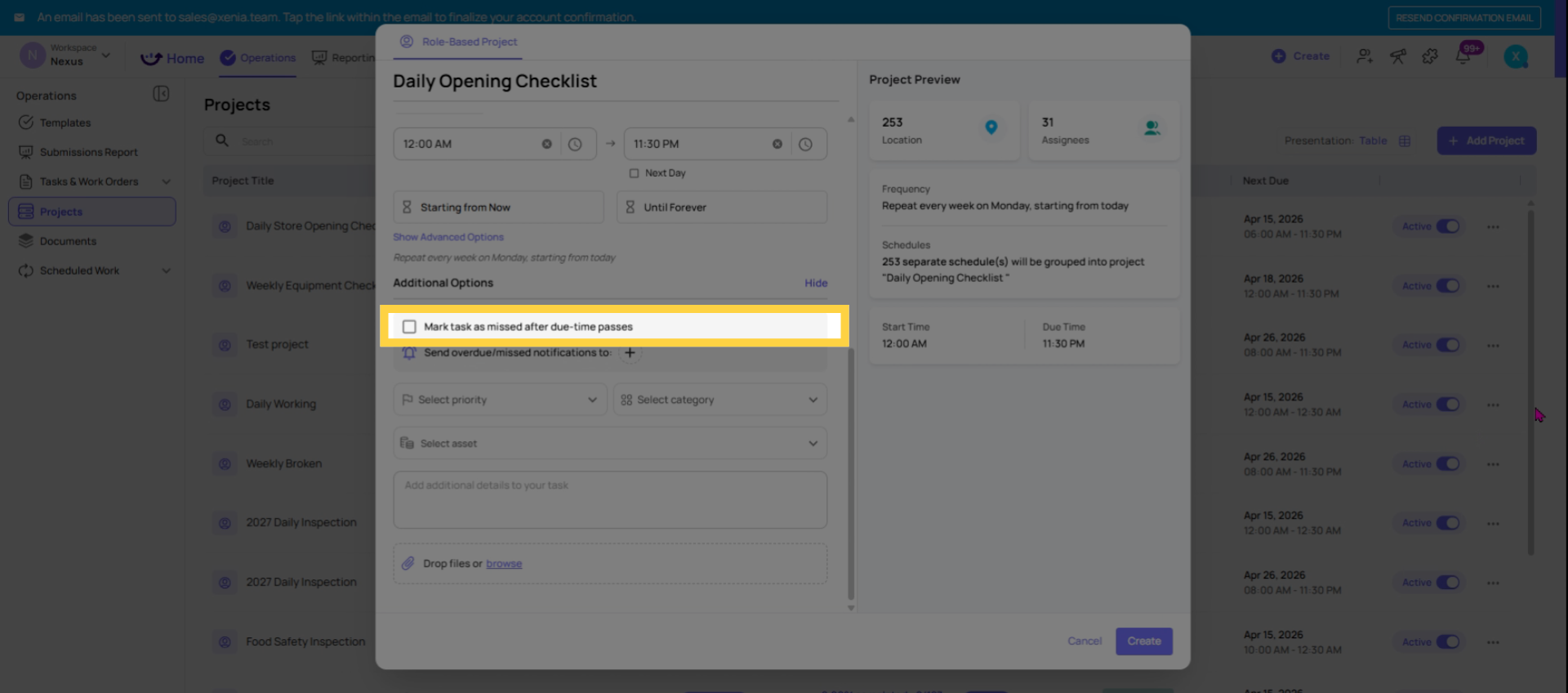 Configure Missed Task Marking