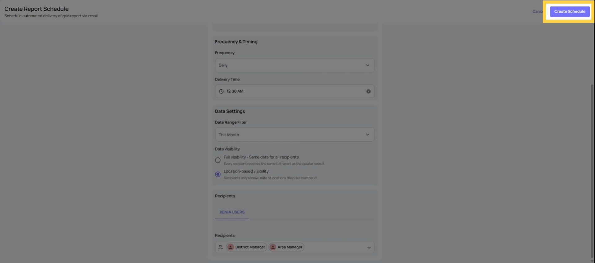 Create And View Schedules