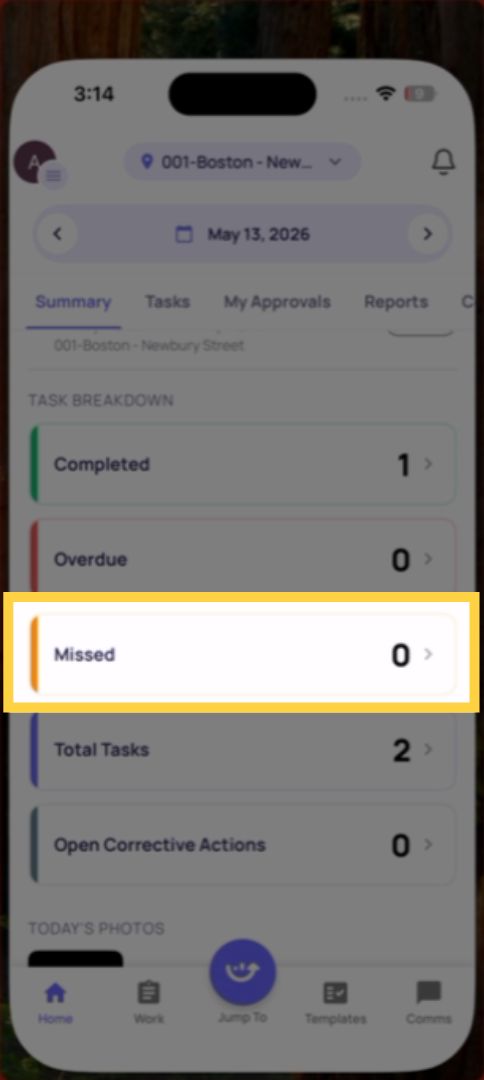Identify Missed Tasks