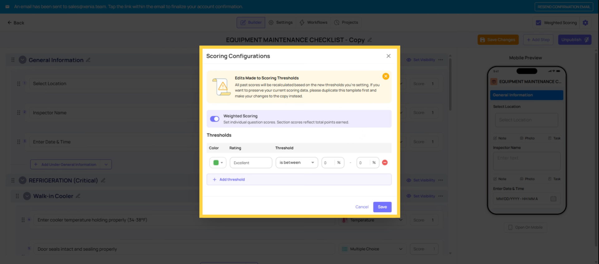 Adjust Weighted Scoring Display