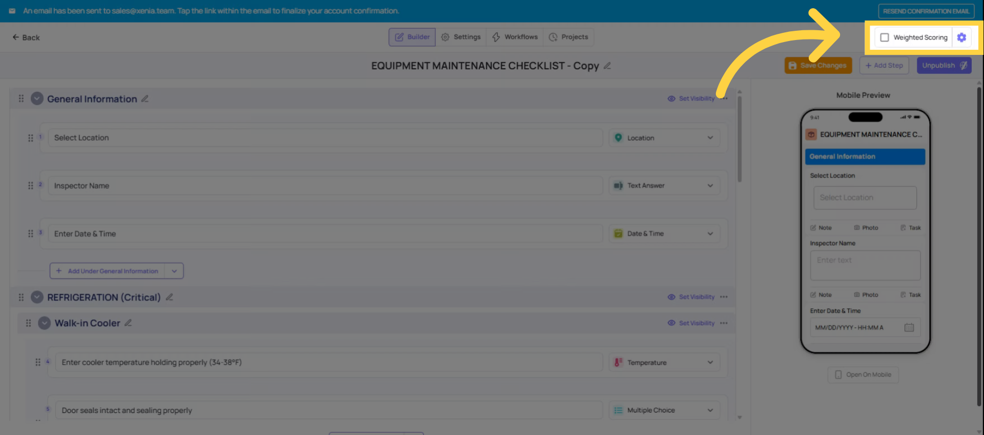 Enable Weighted Scoring Feature