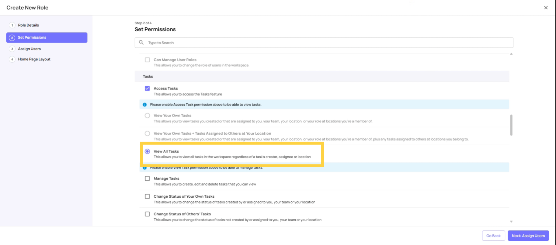 Ensure Viewing All District Tasks