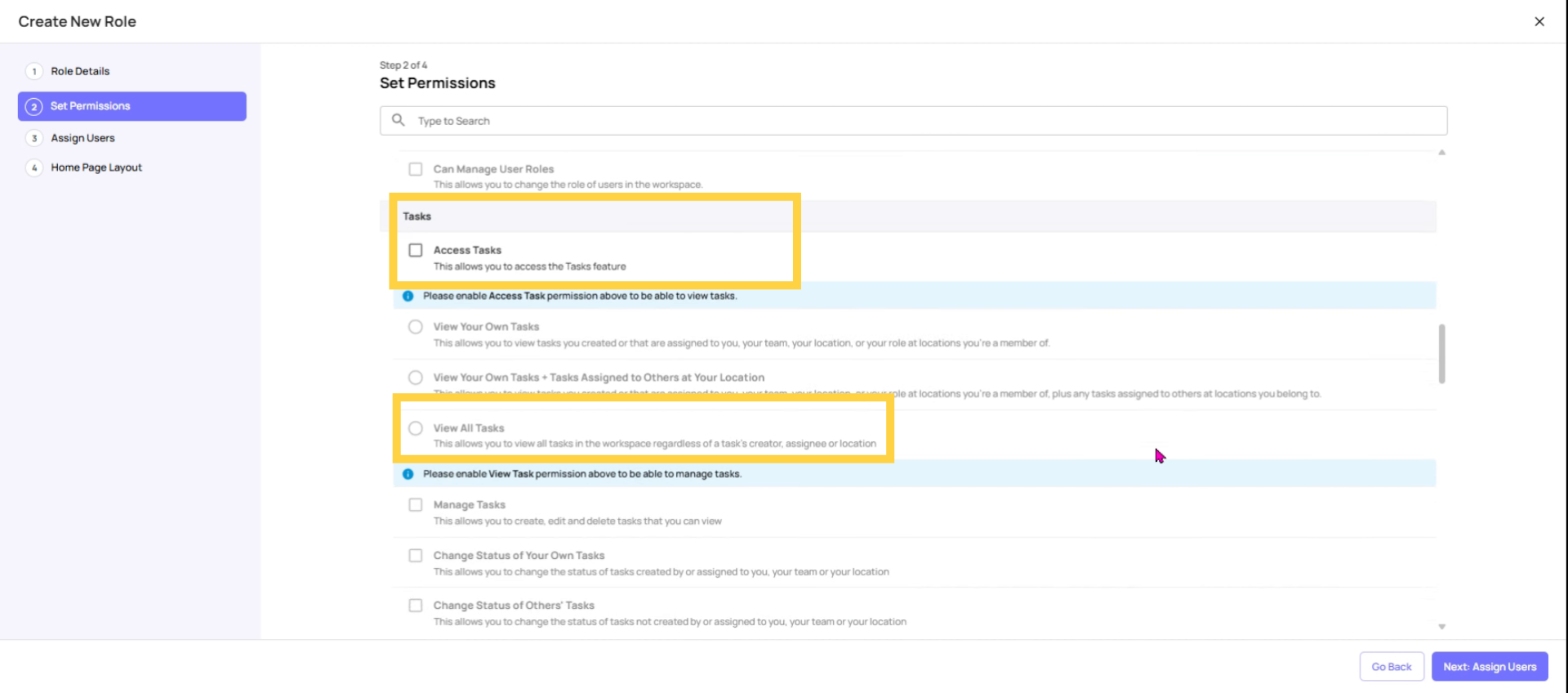 Configure Task Visibility Permissions