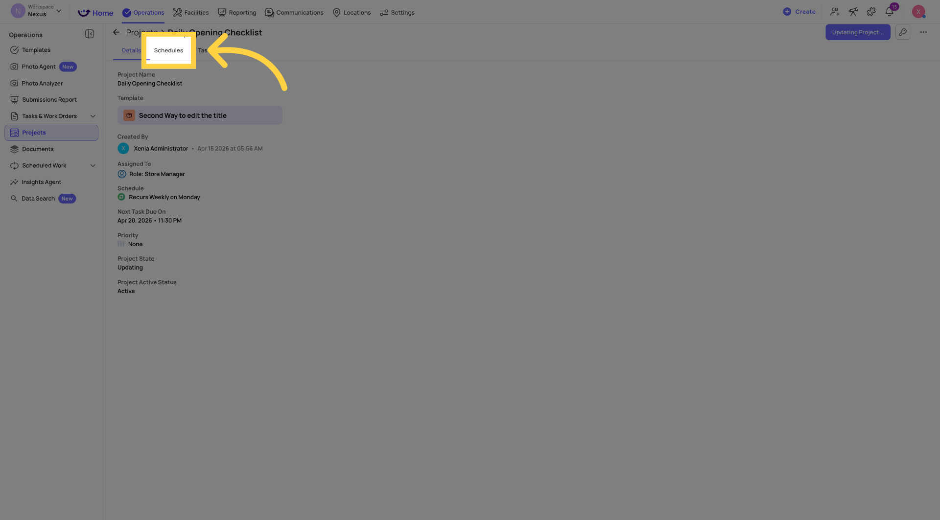Access Schedules Section