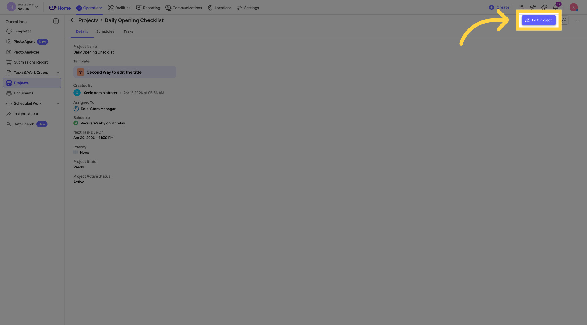 Edit Project Settings