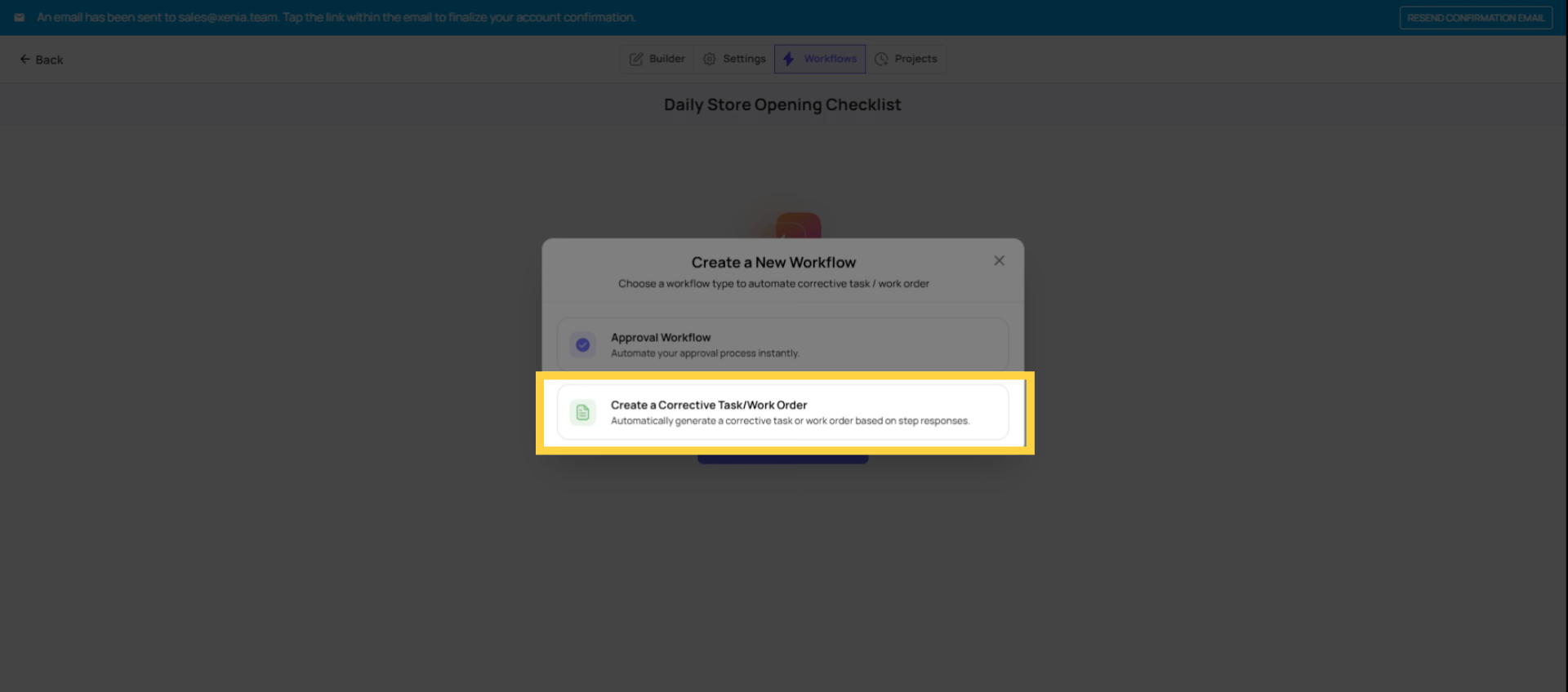 Create Corrective Task