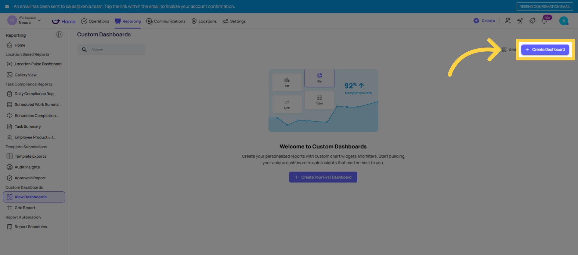 Initiate Dashboard Creation