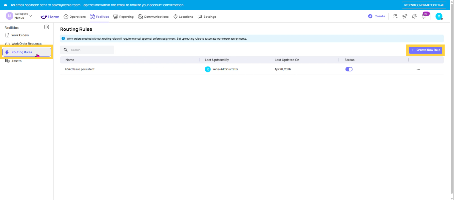 Access Routing Rules Menu