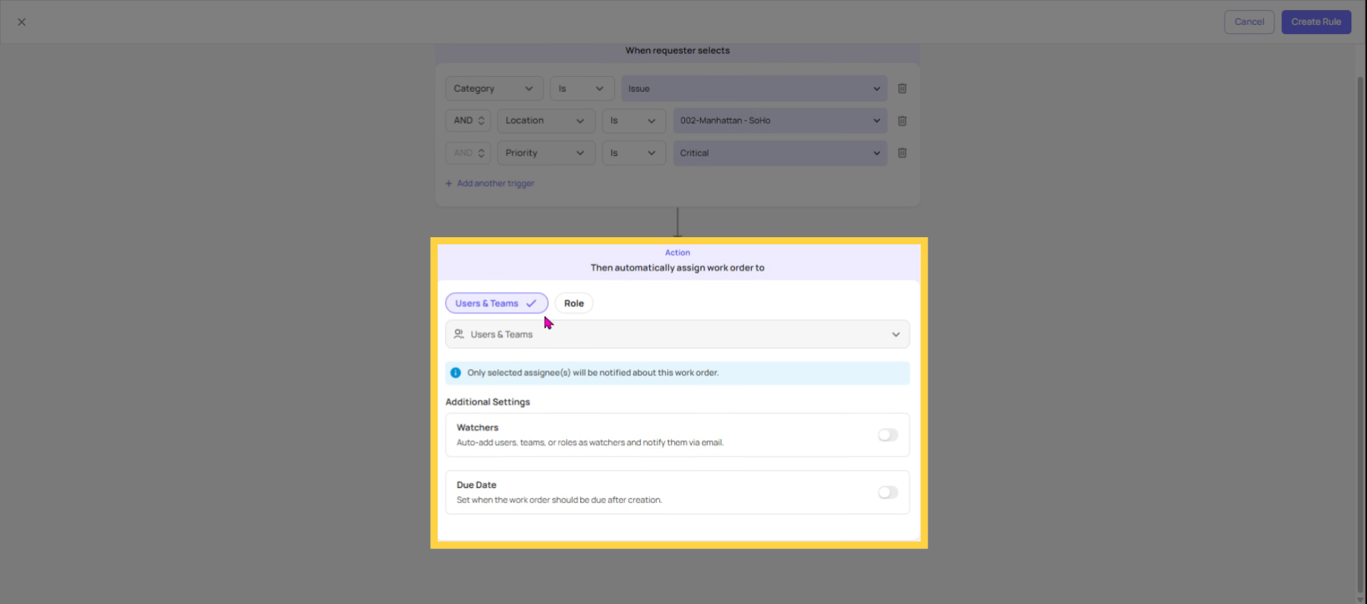 Assign Rule To User Or Team