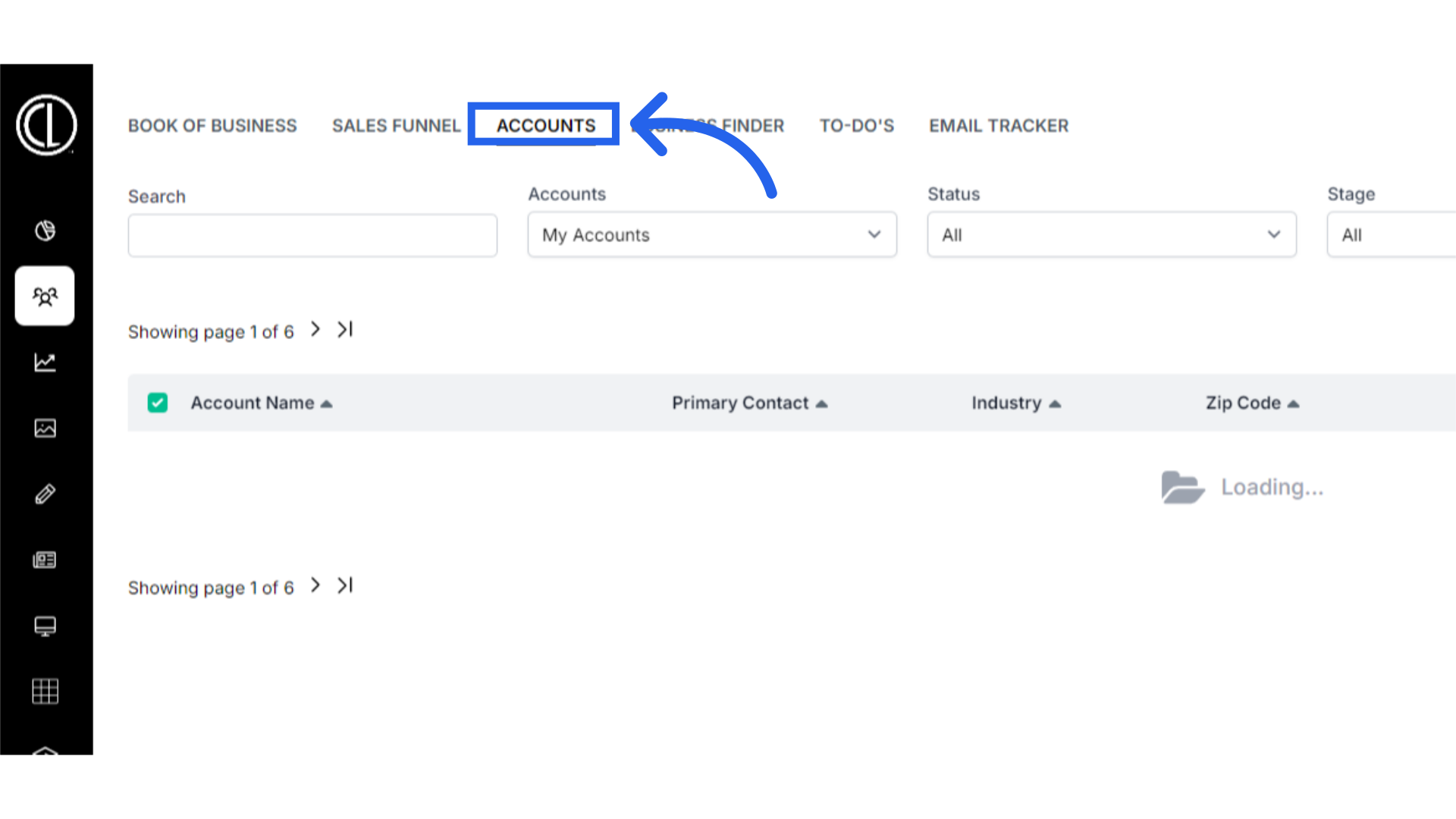 Click 'Accounts'