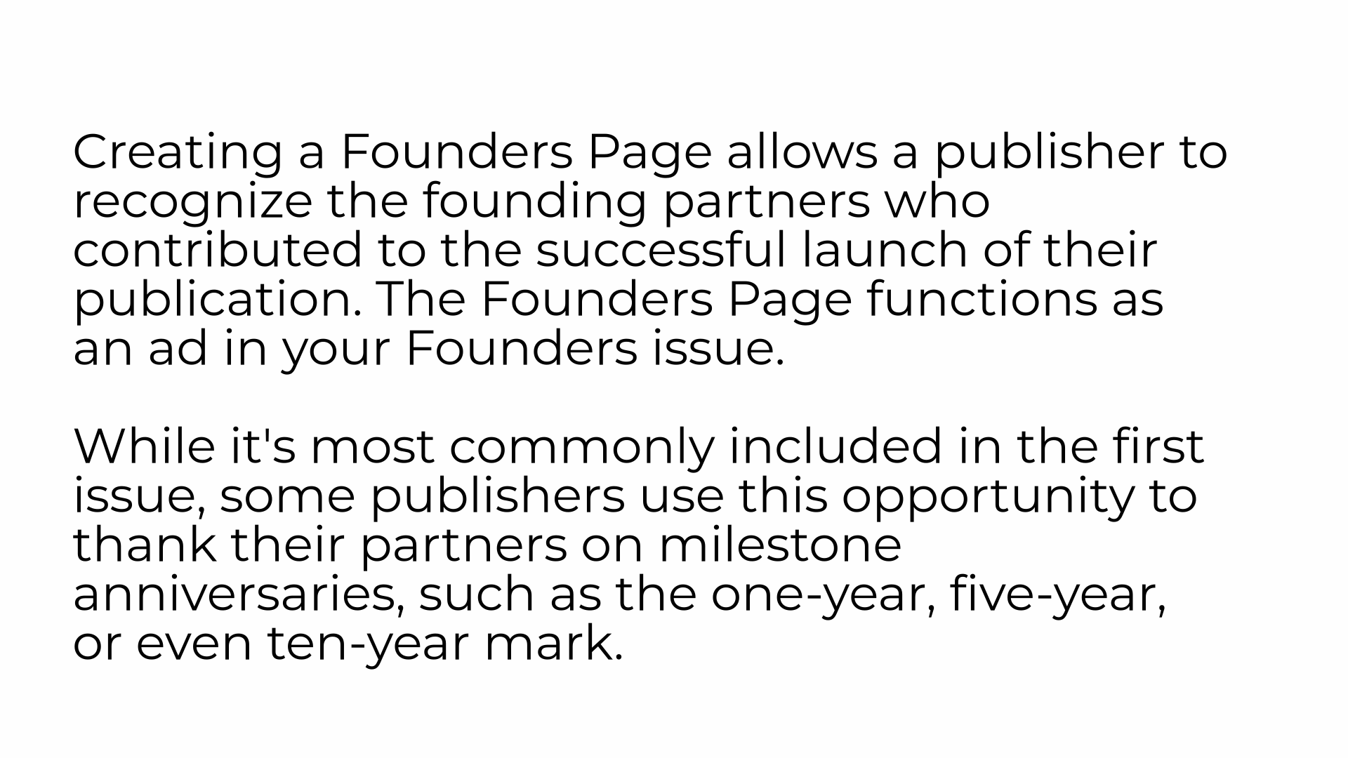 Creating a Founders Page