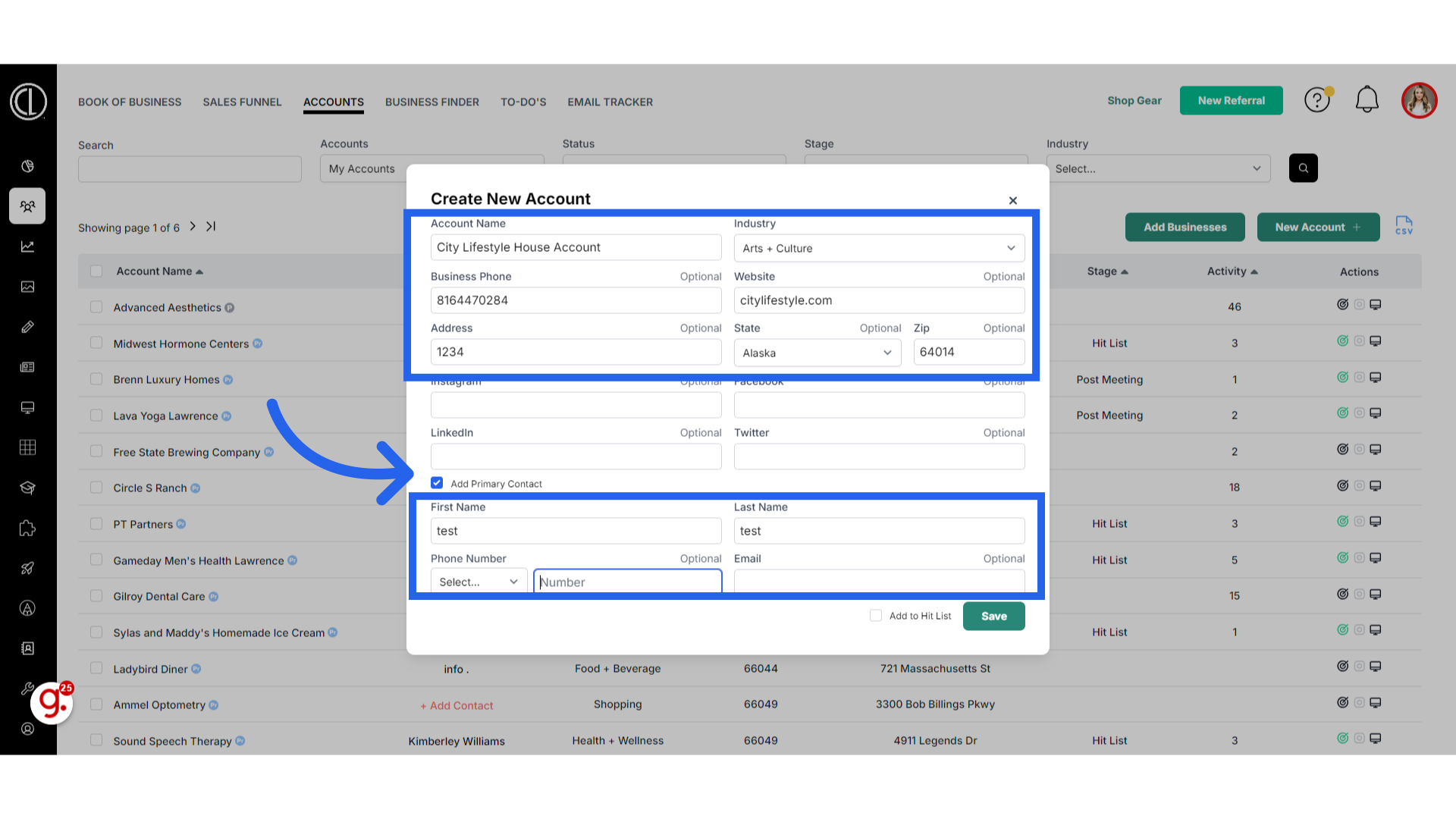 Enter Account Information