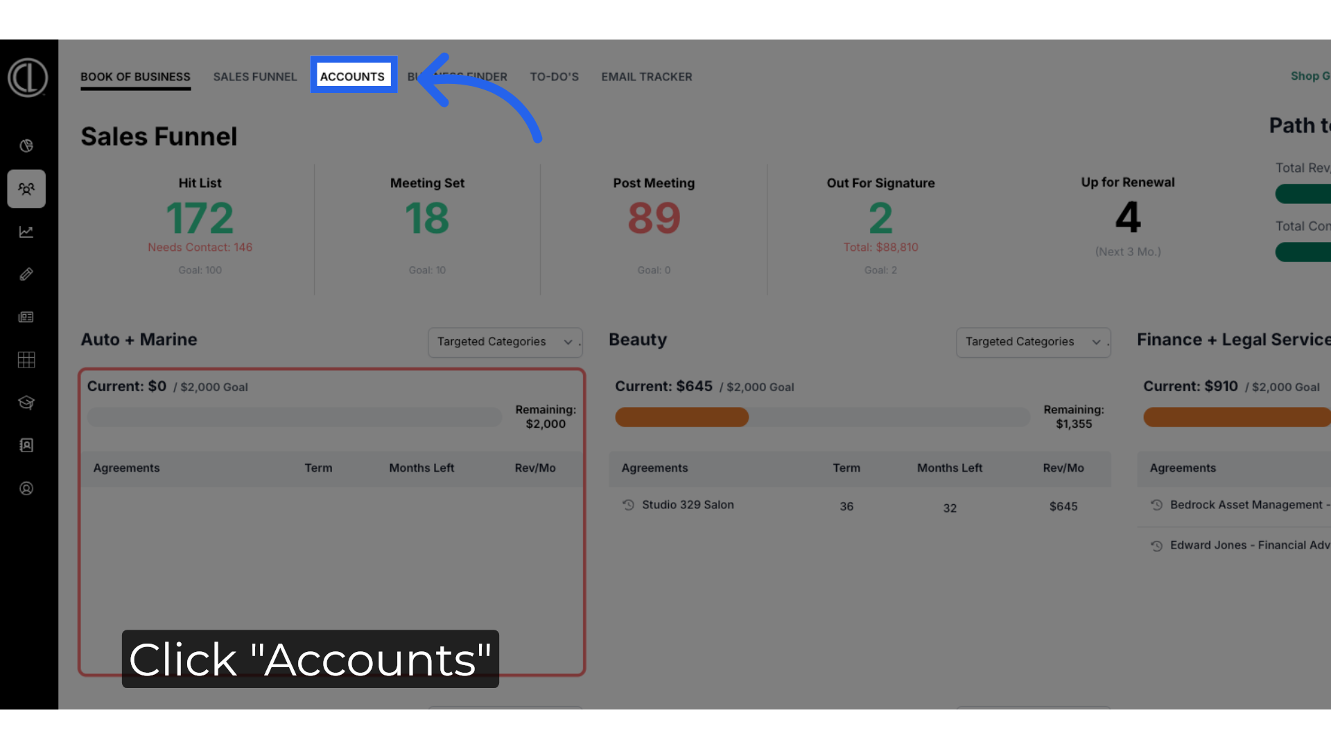 Click 'Accounts'