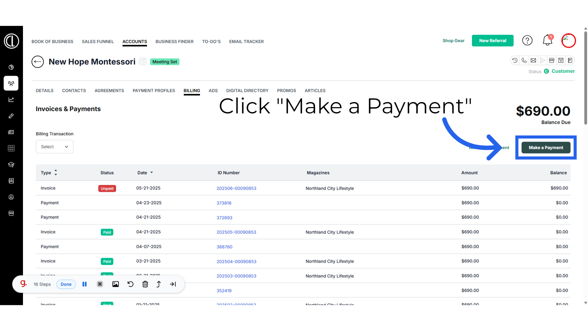 Click 'Make a Payment'