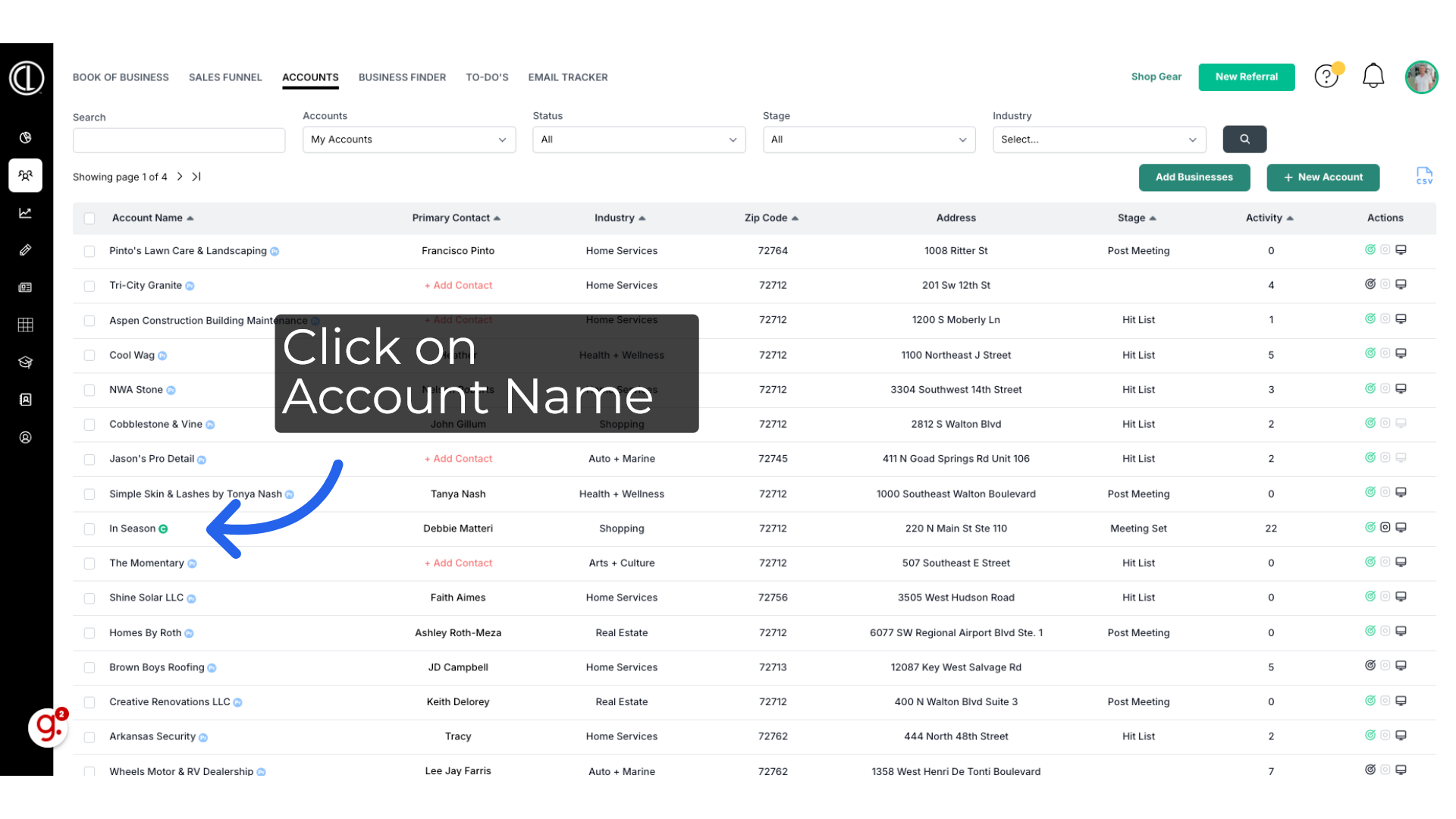 Click on Account Name