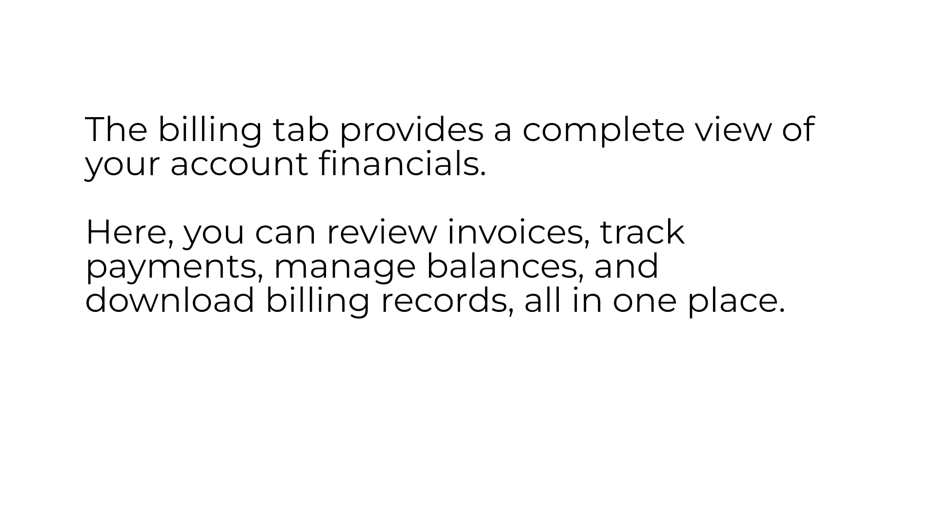 Billing Tab in an Account