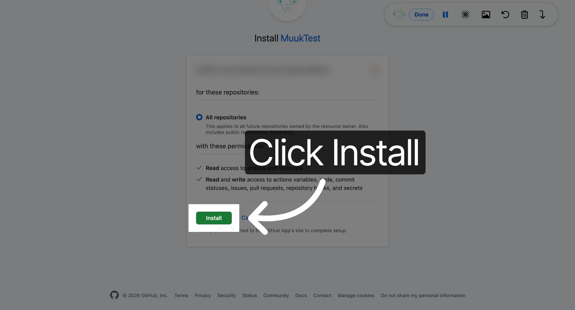 Click Install Button