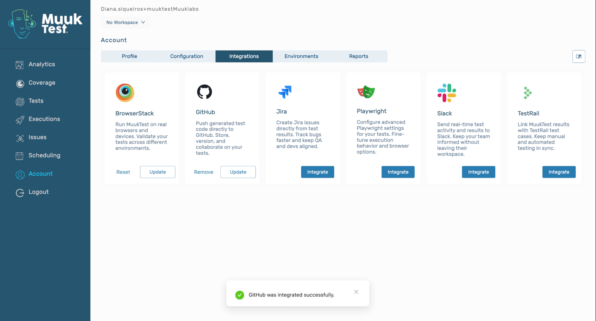 Confirm GitHub Integration