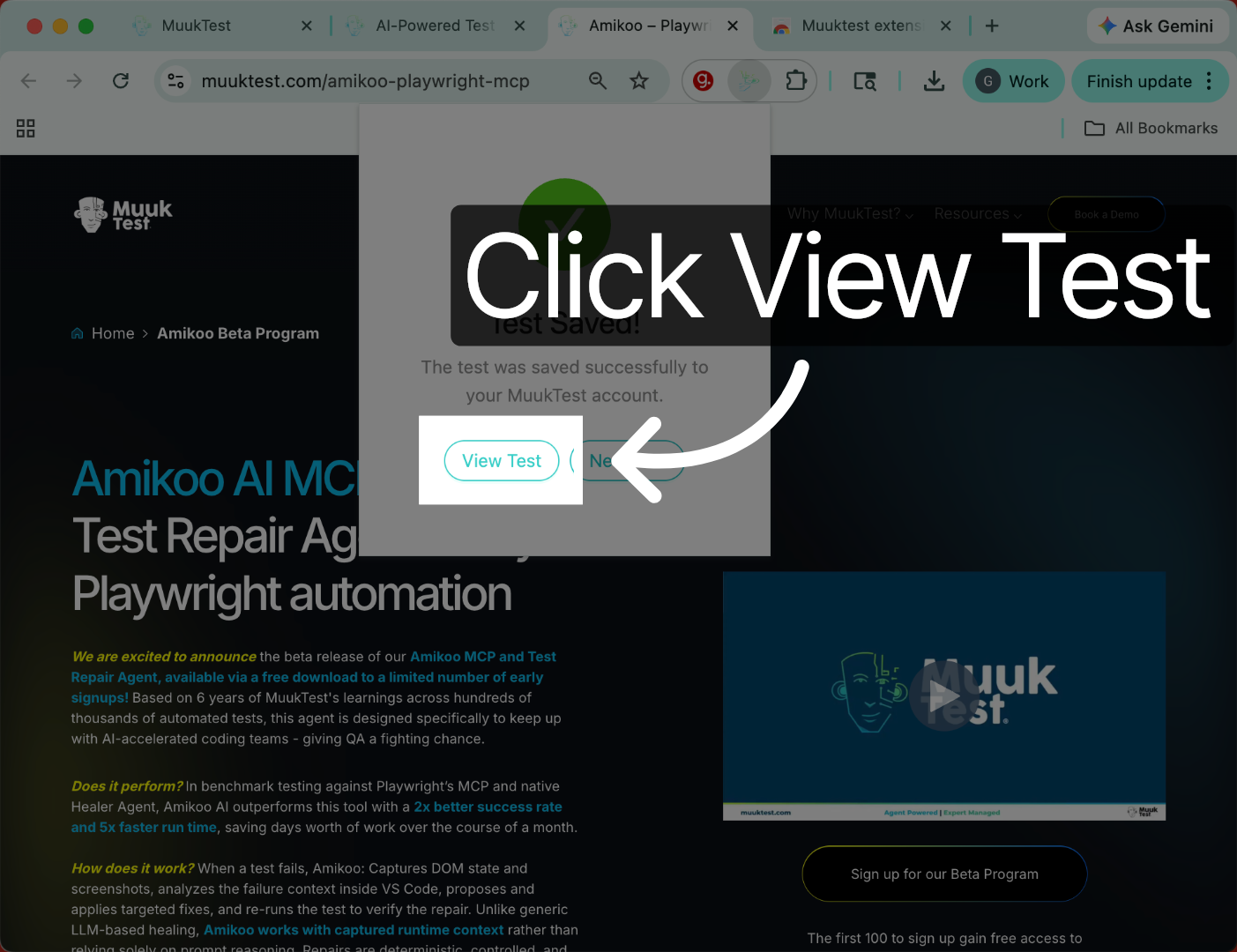 View Saved Test