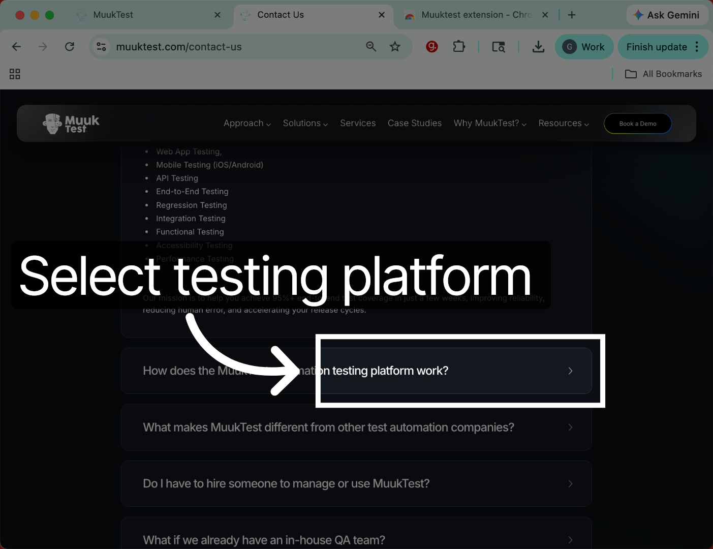 Select Testing Platform Work