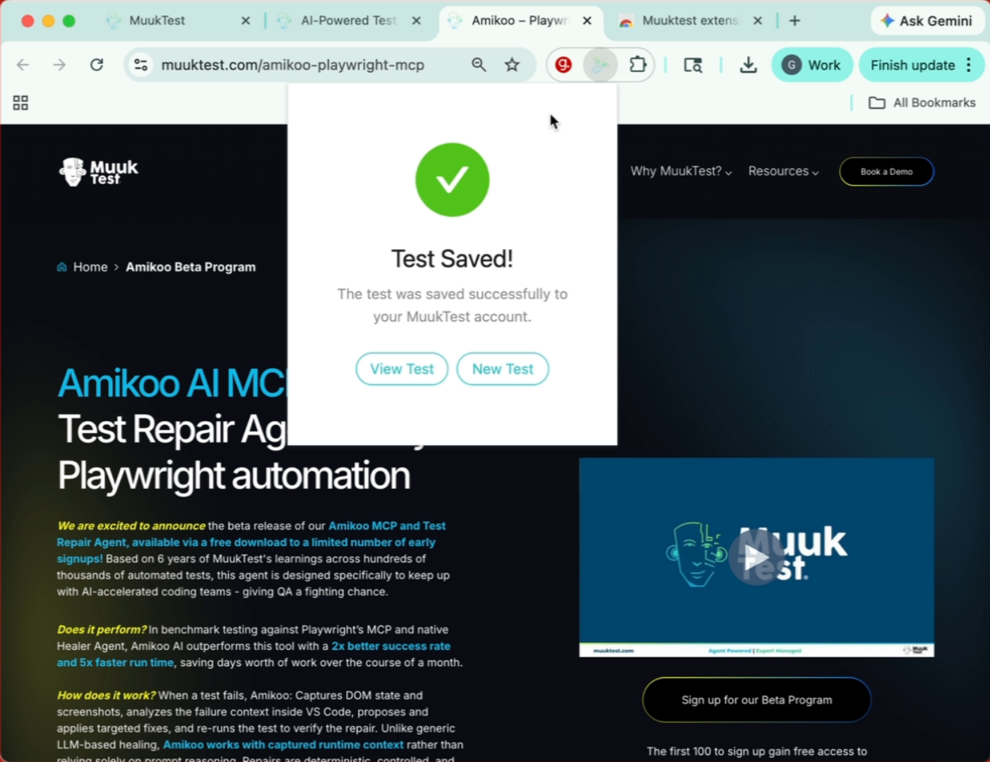 Confirm Test Save